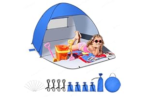Jsdoin Tenda da Spiaggia,Tenda da Campeggio Per Bambini Pop-up,UPF 50+Tenda Portatile per 1-3 Persones / 2-4 Persones, per Vacanza in Spiaggia Campeggio Viaggi