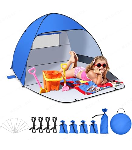 Ombrellone Leggero Conchiglia Da Spiaggia Idena Con Protezione UV 40+ - Tenda Da Sole 2-4 Persone, Leggera E Compatta, Per Mare E Giardino Ripario Spiaggia Pieghevole - 7