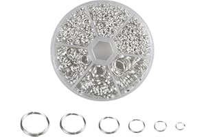 smatime 690 Pcs Split Rings with Box, Round Metal Split Key Rings Double Loop Jump Rings Open Loop Rings Assorted for Dog Pet Collar DIY Tag Jewelry Car Key Organization-4/5/6/8/10/12mm (Silver)