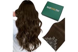 ‎EASYOUTH Easyouth Clip in Extensions Echthaar Braun Echthaar Clip in Extensions Dunkelstes Braun Extensions Echthaar Clip in Haarverlängerungen Echthaar Braun 30 cm 7Pcs 70g #2
