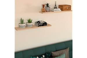 Henor Balda Pared, Estante Pared Madera 80 x 25 x 3 Cm. Ajustable en Horizontal. Vertical e Inclinación. hasta 20Kg Pino Natural