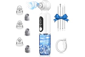 Shiptree Mitesserentferner Porenreiniger Gesicht, 75kpa Starke Saugkraft mit 4 Modi 6 Saugspitzen & Sichtbarem Wassertank & Heiße Kompresse, Mitesser Entferner Sauger Nase Akne Pickelsauger