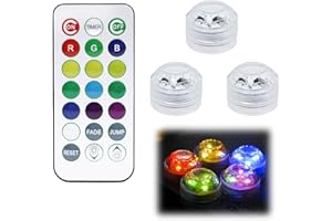 SMCEHEYA 3 Pcs Mini Submersible LED Lights with 1 Remote Control Waterproof LED Lights for Pond Vase Fishtank Garden Aquariu Halloween Party Christmas Underwater Hot Tub Lights