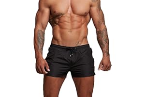 TMEOG Bañador Hombre Corto, Secado Rápido Corriendo Pantalones, Bañadores de Surf Natación Playa, Pantalones Cortos Deportivos Running Shorts con Bolsillo y Cordón