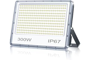 YIQIBRO Focos LED Exterior 300W, IP67 Impermeable Proyector LED Exterior, 30000LM 7000K Blanco Frío Iluminación de Seguridad, Apliques de Exterior para Pasillo,Terraza, Garaje, Jardín, Estadio