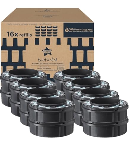 Tommee Tippee - Eco-navullingen voor Twist en Click luieremmer, cassettenavullingen (niet inbegrepen), duurzame antibacteriële GREENFILM, 3 stuks
