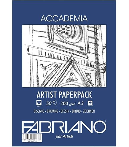 Fabriano Honsell 19100647 - Fabriano Disegno tekenblok met spiraalbinding 1264, 180 g/m², DIN A3, 50 vellen natuurwit, gesatineerd papier met gemiddelde korreling, zuurvrij, voor alle droogtechnieken