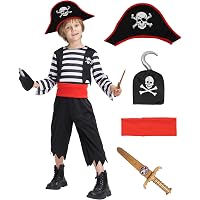 5 Piratenkostüm Set Für Kinder – 29-teiliges Accessoire-Set Mit Fernrohr, Kompass, Schatzkarte, Augenklappe & Mehr, Perfekt Für Halloween, Karneval, Geburtstag Und Cosplay (Größe M, 5-6 J.)