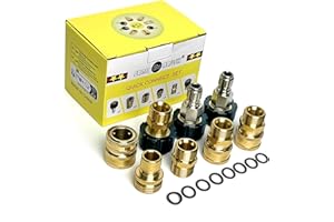 SAND DR BRUSH Juego de 8 Adaptadores de Lavadora a Presión, Kit de Accesorios de Manguera de Desconexión Rápida, Rosca Métrica M22-14 mm Hembra a Macho, Acoplador Rápido de Latón