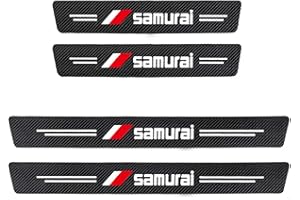 CWWHY 4 Piezas Pegatina Para Umbral de Coche para Suz-uki Samurai, Fibra Carbono, Antidesgaste, Antiarañazos - Fuerte Capacidad Adhesiva