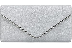 EVEOUT Women's Evening Clutch Sparkle Handbag with Chain Elegant Bridal Shoulder Bag with Envelope Wedding Party Prom Purse, silver, Elegant