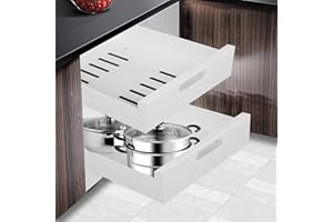 KMQRDZi Pull out Cabinet Organizador, organizador de armario extensible, cajón deslizante con extracción, armario de cocina para ollas, para organización de armarios de cocina, 2 unidades (blanco, 35