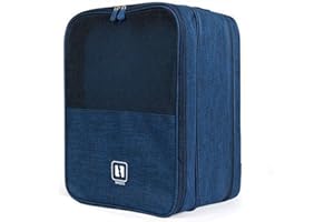QIUPFGUT Borsa per Scarpe da Viaggio, Borsa per scarpe portatile, Borse per scarpe da viaggio, borsa per scarpe a 2 strati Borsa per scarpe da viaggio impermeabile, borsa trolley da viaggio (Blu scuro)