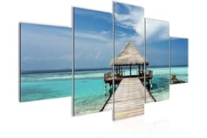 Runa Art Decoración de la tabla reparación de la pared tropical - 150 x 75 cm XXL lienzo Salón Apartamento - listo para colgar - 611953a