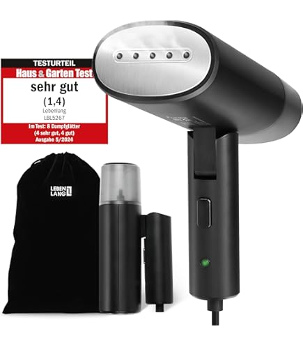 Bear 2024 Dampfglätter 1300W, 230ml Steamer Reisebügeleisen, 15 Sekunden Schnelle Erwärmung, Abschaltautomatik, Mit Bürste Weiß Dampfbürste, Sowohl Horizontales als Auch Vertikales Bügeln