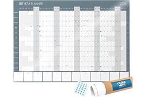 2026 Year Wall Planner by Clear Mind Concepts® - Large A1 (84.1 × 59.4 cm) Laminated Calendar - Dry-Wipe Annual Wall Chart with UK Bank Holidays - Home, Office, Students - Delivered Rolled in a Tube