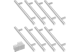 Mesybveo 8 Pezzi Maniglie per Mobili da Cucina in Acciaio Inossidabile Argento, Maniglie Armadio Distanza Fori 120mm, Aniglie con 32 Viti, Design Rotondo, Maniglie per Cassetti, Armadi, Armadietti