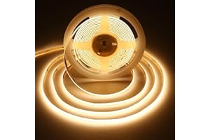 SIRYYUI 12V COB LED Strip Lights 5M, 5mm Ultra-Thin,3000K Warm White, 400LEDs/M, Dotless LED Tape, CRl 90+,Super Bright 4000LM Self-Adhesive - for Kitchen,Bedroom,Cabinet(No Power Supply)