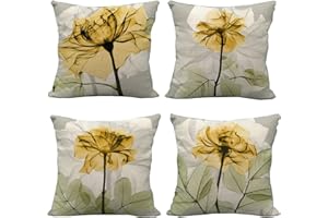 SCVBLJS Flower Cushion Yellow Throw Pillow Covers Floral Leaf pillowcase Scatter cushion For Home Bedroom Indoor Outdoor sofa Garden Bench cushions Couch Bed Decor Pillow Covers