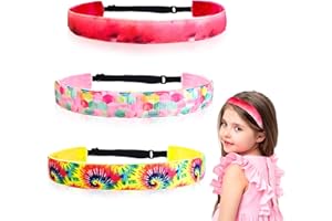 XINJIEDA 3 Piece Kids Headbands For Girls, Non Slip Headbands For Girls Stretchy Headbands For Girls Tie Dye Elastic Headbands Kids Tie Dye Headbands For Kids Girls Stretchy Headbands (7+8+9 color)