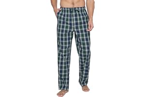 LAPASA Pantalon de Pyjama Homme 100% Coton Léger Bas de Pyjama à Carreaux Vêtements de Nuit & de Détente Maison M38
