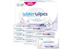 ‎WATERWIPES WaterWipes Sensitive+ Soothing Clean Wipes, Chusteczki nawilżane łagodzące, 720 sztuk (opakowanie 12), 3 w 1: Delikatnie oczyszczają, pielęgnują, koją, 99% wody z ekstraktem roślinnym