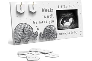 EURSET Baby Sonogram Picture Frame w/ Baby Countdown Weeks - Standard 4"x3" Ultrasound Photo - Pregnancy Announcements Ideas - Gender Reveal Baby-Shower Gift - New Mom Expecting Parents to Be Keepsake Gifts
