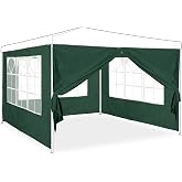 Relaxdays Side Gazebo, Set of 4, 2 x 3 m, Gazebo Walls with Window and Zip, Waterproof, Plastic, Green