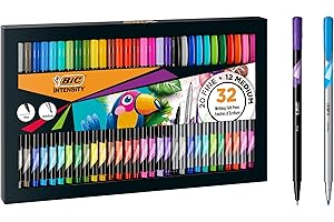 BIC Intensity, Set Scrittura a Colori, 32 Pennarelli Colorati: 20 Pennarelli Punta Fine e 12 Punta Media, Kit Cancelleria Scuola e Casa, Idea Regalo