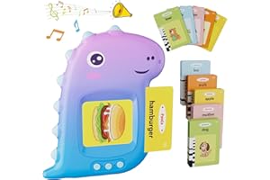 Talking Flash Cards for Toddler Age 2 3 4 5 6 Year Old Baby Girls Boys, Electight Sensory Toys for Autism, Preschool Educational Resources Montessori Toys with 224 Words, Dinosaur Birthday Gift