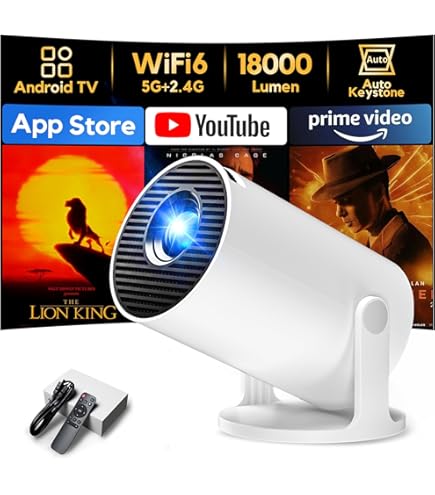 Mini Proiettore YG500 Con Android TV, Messa A Fuoco Automatica, HDR 10, 300 ANSI, 60 Hz – Portatile (Giallo)