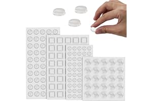 FVIZAL Clear Rubber Feet, 100 Pcs Rubber Pads Fine Transparent Silicone Pads, Rubber Feet for Chopping Board, Adhesive Bumper Pads Square Noise-Dampening Bumpers for Drawers, Glass Non Slip, 5 Sizes