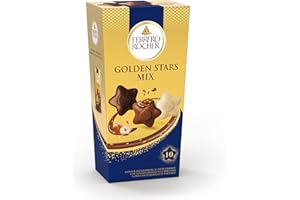 Ferrero Golden Stars Mix, 10 Specialità Assortite al Cioccolato al Latte, Bianco e Fondente, con Granella di Nocciola, Idea Regalo, Confezione da 115 gr