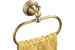 Flybath Ovale Anelli Portasciugamani in ottone antico Portasciugamani per accessori da cucina per bagno Montaggio a parete, Bronzo Spazzolato