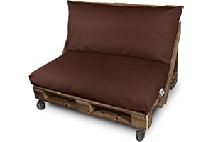 Happers Coussin Imperméable et Déhoussable pour Palette en Similicuir Marron 120x80x20