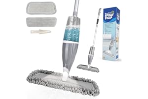 Aiglam Spray Mop, Mopa con pulverizador Limpiador de Ventanas y Escoba Barredora de Empuje Manual con Almohadilla de Microfibra Reutilizable para Suelos laminados, alicatados y de madera, Gris