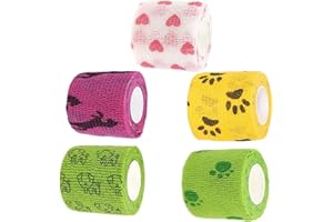 BFYHVP 5 Stück Selbstklebender Verband, Verband Selbstklebend, Selbsthaftende Bandage, Selbstklebende Bandage, Selbsthaftender Verband, Haftbandage Selbstklebend, Pfotenverband Hund, Fixierbinde