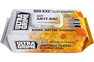 UNIWIPE UltraGrime PRO Anti-Bac Cleaning Wet Wipes - Big Size Professional Disposable Wipes - Tougher Multi-Purpose Heavy-Duty Antibacterial Cloths (100 Thick Large Wipes)