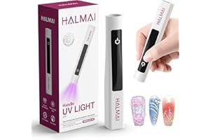 Halmai Lámpara de uñas UV de mano para esmalte de gel, mini luz roja portátil con LED, secador USB recargable inalámbrico, herramienta de salón de manicura en casa con curado de uñas, estampado de