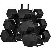 SPORTNOW Juego de Mancuernas Hexagonales 6/8 Piezas 36/50 kg con Soporte | 2x4kg, 2x6kg, 2x8kg, Soporte Almacenamiento, Recub