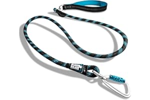 Black Rhino Guinzaglio resistente per cani | Manico imbottito in neoprene | Moschettone in alluminio | Riflettente | Cani di piccola taglia media e grande | 1,5 m - Blu sportivo/blu