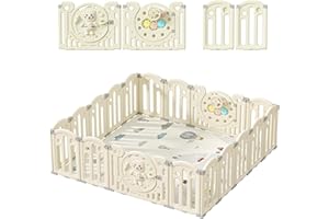 Zkiprm Parco Bebe Modulare, XXL Extra Large, Fermo Parchi, Raccordi Solidi, HDPE, Regolazione Antiscivolo (16 Pannelli)