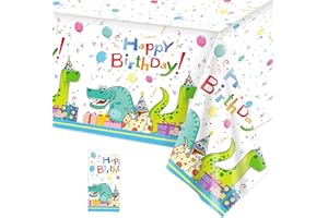 YAAVAAW 130*220cm Happy Birthday Dinosaur TableCloth Party for Boys Birthday Parties,Rectangular Dino Cartoon Table Cover Plastic Tablecloths for Boys Kids Dinosaur Theme Birthday Party Supplies Decorations
