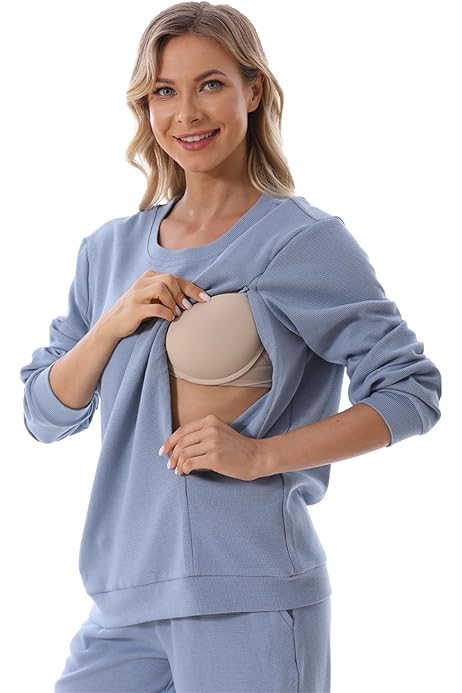 Damen Umstandspullover Stillpullover Mit Kapuze - Langarm, Polyester, Größen S-XXXL, Für Herbst/Winter