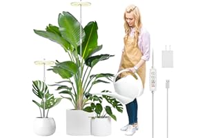YUYMIKA Spettro completo 72 LED Lampada per piante, 10W Lampada per piante con spina europea e timer automatico 3/9/12,10 livelli di luminosità e 3 modalità di illuminazione regolabili,altezza 12-59inch(2PCS)