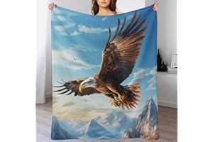 AAPZY Flannel Fleece Decke Mit 3D-Adler Muster, Leichte, Superweiche, Gemütliche Plüsch-Bettdecke/Sofadecke Vier Jahreszeiten Wohndecke （140×180cm）