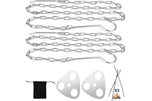 LTXDJ Wild Camping Cooking Accessories, 2PC Campfire Tripod Cookware Camping Pot Lifting Chains Stainless Steel Chain Hooks, Length 1 Metre, MAX Load 50kg