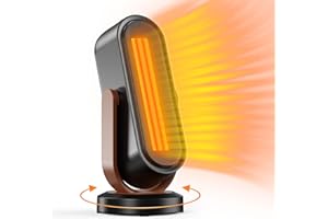 Jialexin 16 Inch Space Heater, ECO Electric Heater, 1500W PTC Ceramic Heater Low Energy with Remote Control,135° Oscillation Timer, 2 Modes, Fan Heater for home-Black