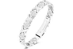 Jeracol Magnetic Bracelet for Women, Titanium Steel Lucky Clover Ladies Magnetic Bracelet with Upgrade Folding Clasp，Adjustable Size with Sizing Tool in Gift Box