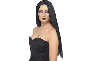 Smiffys Witch Wig, Black 61cm Long, Halloween Fancy Dress Accessory, Witch Dress Up Wigs Halloween